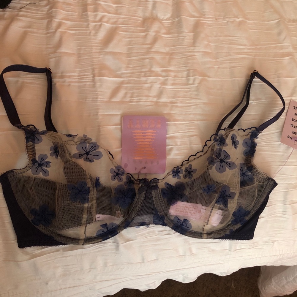 Savage X Fenty Floral Appliqué Organza Unlined Bra